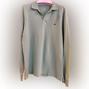 Men’s Vineyard Vines Mint Green Long Sleeve Cotton Polo, Size M